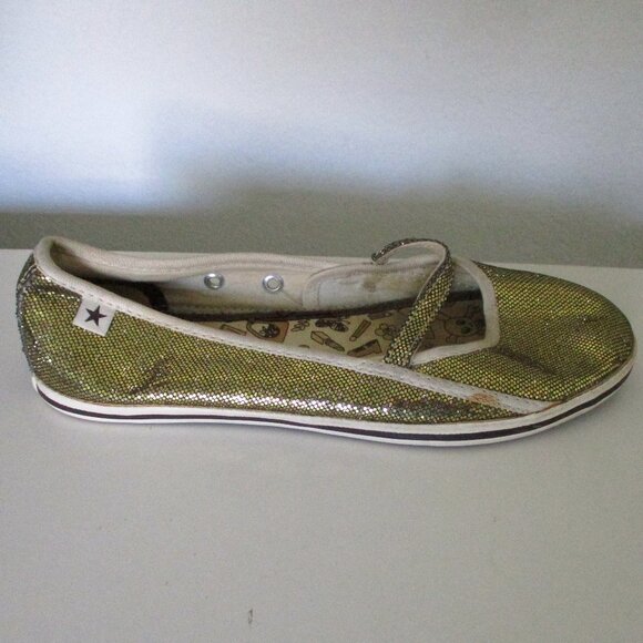 Converse One Star Womens Gold Lame' Mary Jane Ballet Flat - Size 4.5M - Picture 3 of 9